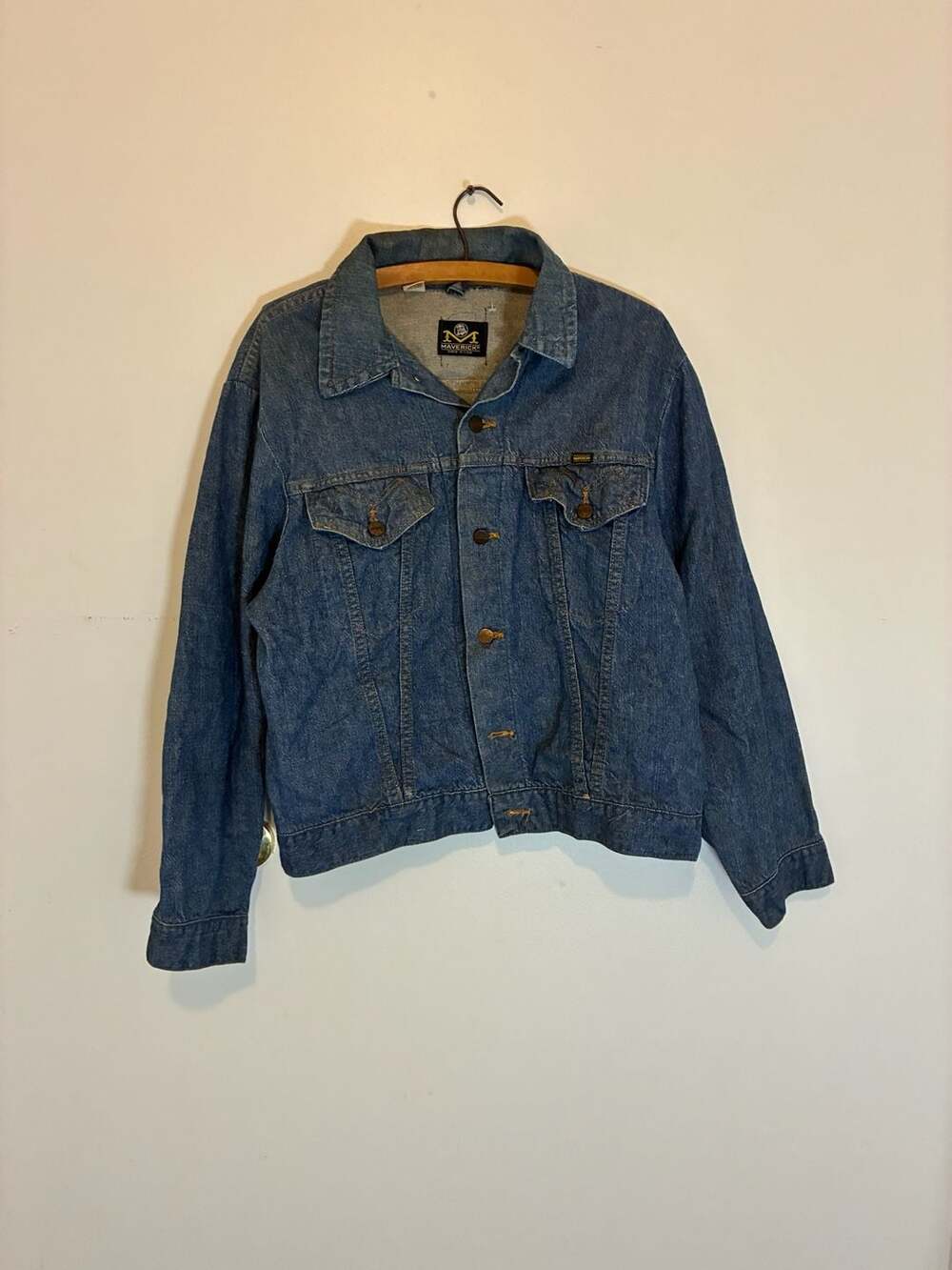 Maverick Denim Trucker Jacket Size 44 Vintage Blue Bell Made In USA